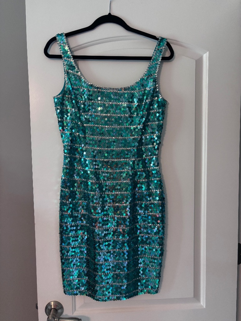 vintage Niteline Della Roufogali green / blue sequin dress size 10